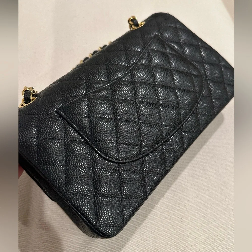 Classic Black Quilted Shoulder Bag with Gold Hardware - Picture 7 of 11